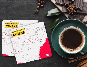 ATHENS-MAP COASTERS - PACK OF 4