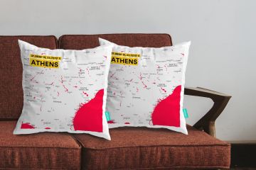 ATHENS-MAP CUSHION COVERS - PACK OF 2