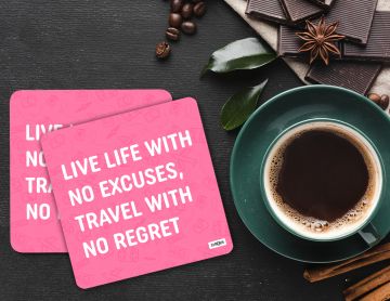TRAVEL WITH NO REGRET COASTERS - PACK OF 4