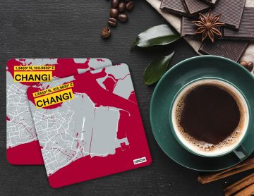 CHANGI-MAP COASTERS - PACK OF 4
