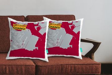 CHANGI-MAP CUSHION COVERS - PACK OF 2