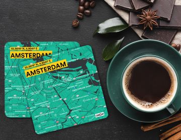 AMSTERDAM-MAP COASTERS - PACK OF 4