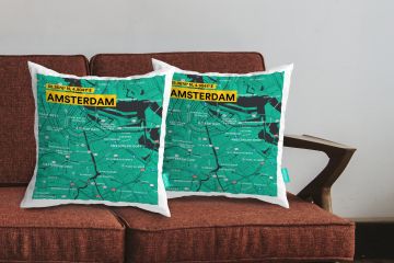 AMSTERDAM-MAP CUSHION COVERS - PACK OF 2