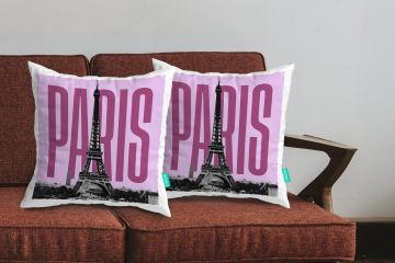 PARIS-EIFFEL TOWER CUSHION COVERS - PACK OF 2