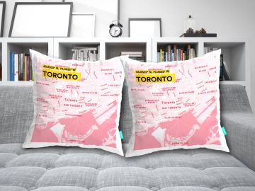 TORONTO-MAP CUSHION COVERS - PACK OF 2