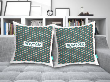 LOVE OF FOOD-NEW YORK CUSHION COVERS - PACK OF 2