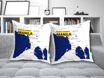 MANILA-MAP CUSHION COVERS - PACK OF 2