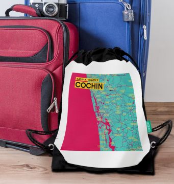 COCHIN-MAP DRAWSTRING BAG