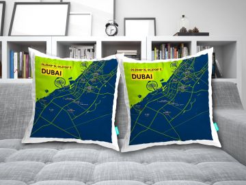 DUBAI-MAP CUSHION COVERS - PACK OF 2