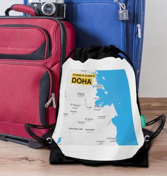 DOHA-MAP DRAWSTRING BAG
