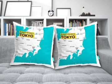TOKYO-MAP CUSHION COVERS - PACK OF 2