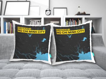 HO CHI MINH-MAP CUSHION COVERS - PACK OF 2