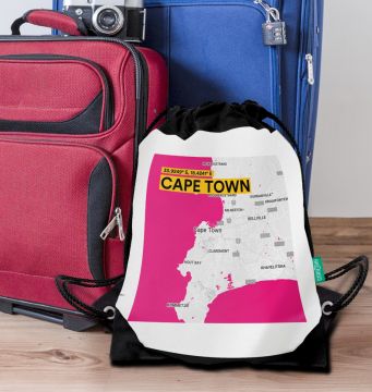 CAPE TOWN-MAP DRAWSTRING BAG