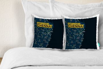CHENNAI-MAP CUSHION COVERS - PACK OF 2