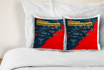 VISAKHAPATNAM-MAP CUSHION COVERS - PACK OF 2