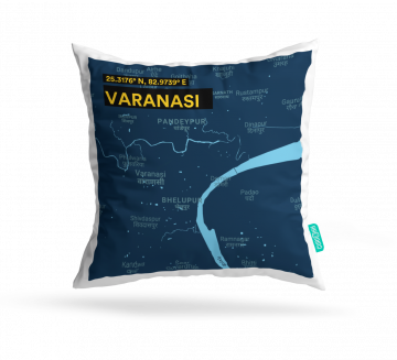 VARANASI-MAP CUSHION COVERS - PACK OF 2