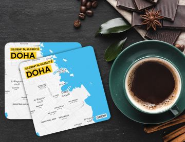 DOHA-MAP COASTERS - PACK OF 4
