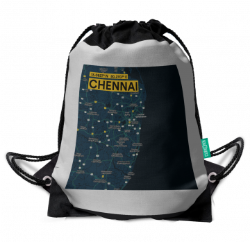 CHENNAI-MAP DRAWSTRING BAG
