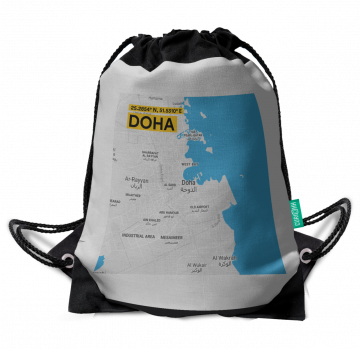 DOHA-MAP DRAWSTRING BAG