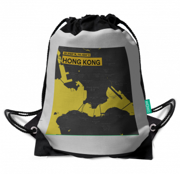 HONG KONG-MAP DRAWSTRING BAG