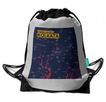KOLKATA-MAP DRAWSTRING BAG