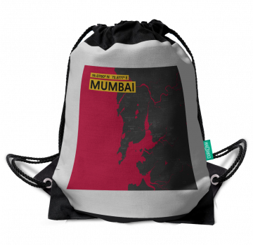 MUMBAI-MAP DRAWSTRING BAG