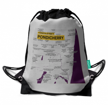 PONDICHERRY-MAP DRAWSTRING BAG