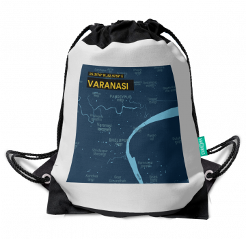 VARANASI-MAP DRAWSTRING BAG