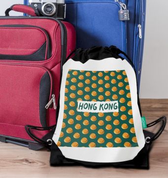 LOVE OF FOOD-HONG KONG DRAWSTRING BAG