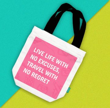 TRAVEL WITH NO REGRET TOTE BAG