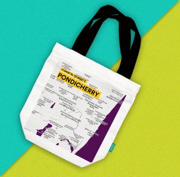 PONDICHERRY-MAP TOTE BAG