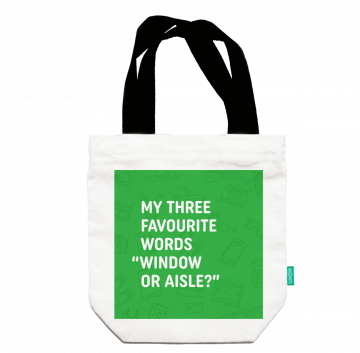 WINDOW OR AISLE TOTE BAG