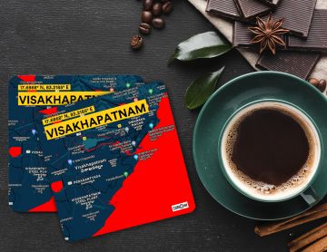VISAKHAPATNAM-MAP COASTERS - PACK OF 4